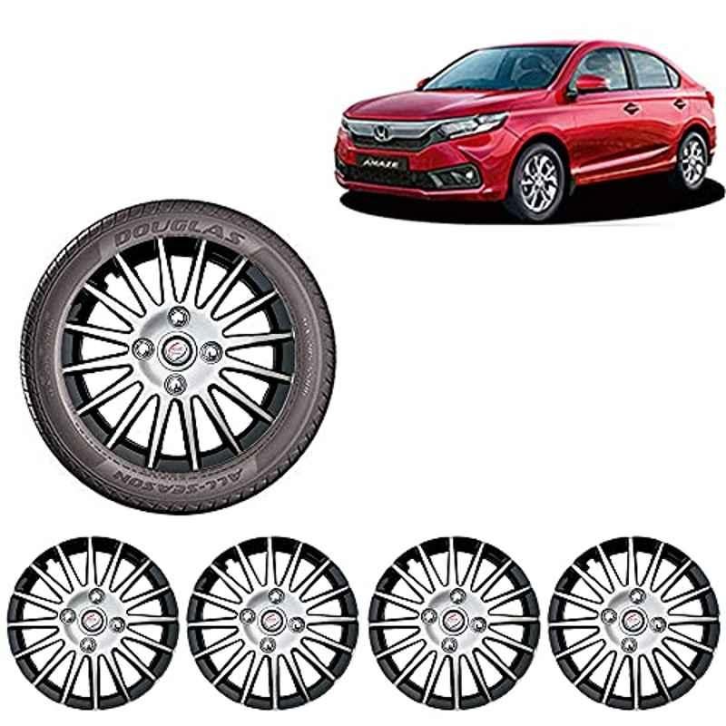 Auto Pearl 4 Pcs 14 inch ABS Silver & Black Wheel Cover Set for Honda Amaze