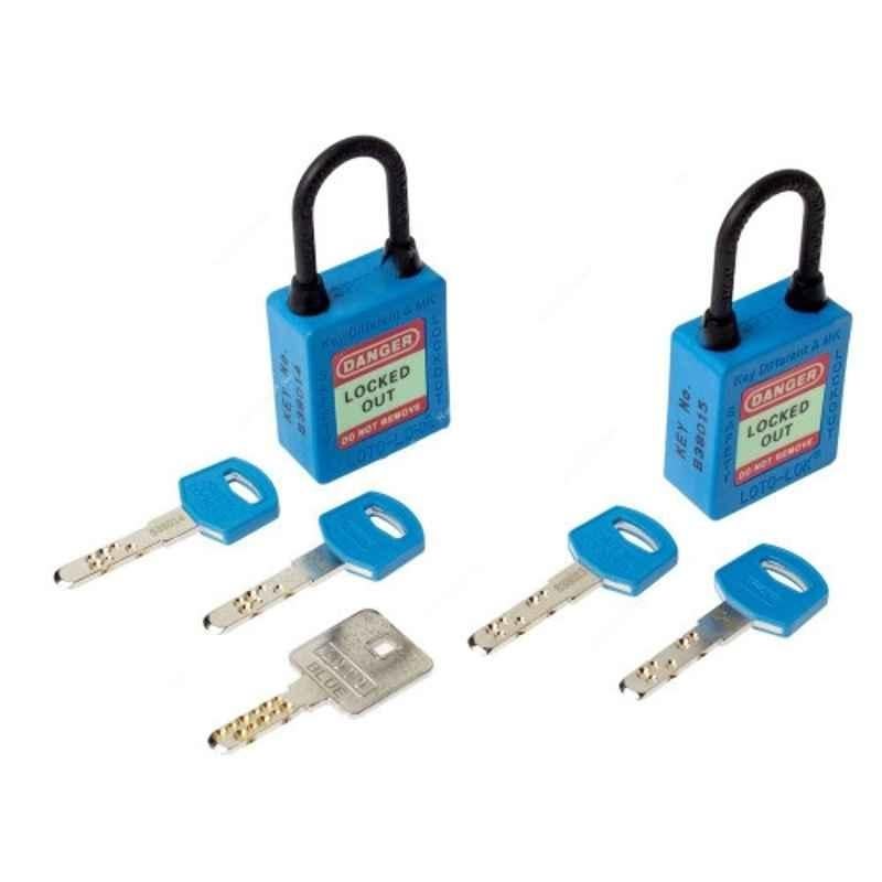Loto-Lok 40x5mm Nylon Blue Three Point Traceability Padlock, 3PTPBKDMKN40
