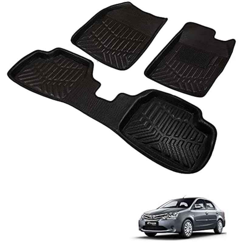 Kozdiko 3D Black Car Foot Mat Set for Toyota Etios, dshbdhb42