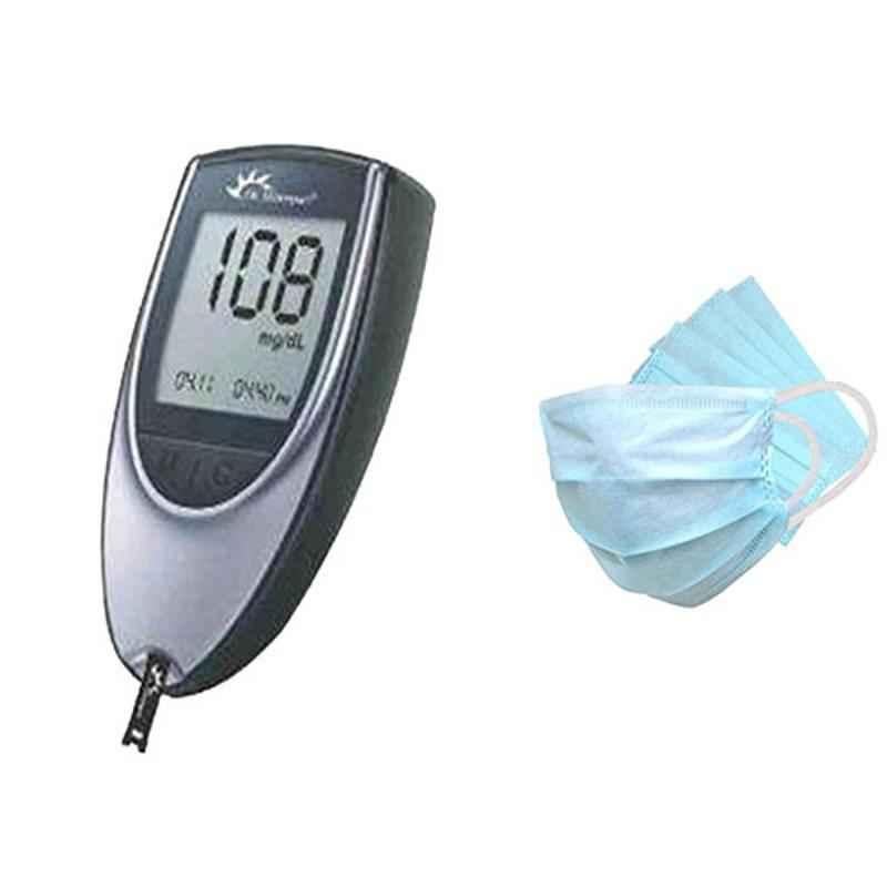 Dr. Morepen Glucose Meter Set (25 Strips) with Free 50Pcs 3 Ply Face Mask