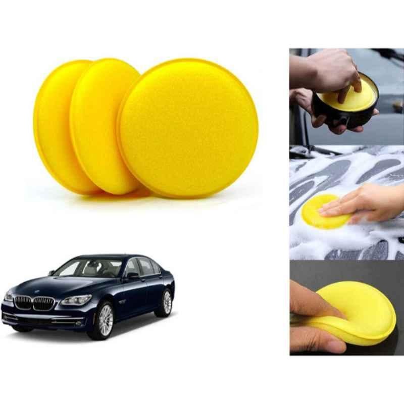 Auto Pearl Polyurethane Beige Washing & Waxing Polish Foam Sponge for 7Series (Pack of 3)