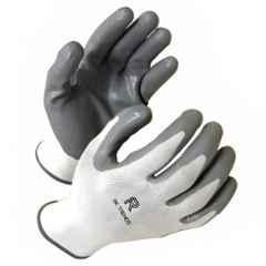 SSWW Large Nitrile White Nylon Sell with Grey Nitrile Dipped Gloves