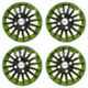 Prigan 4 Pcs 15 inch Black & Green Press Fitting Wheel Cover Set for Mahindra Quanto