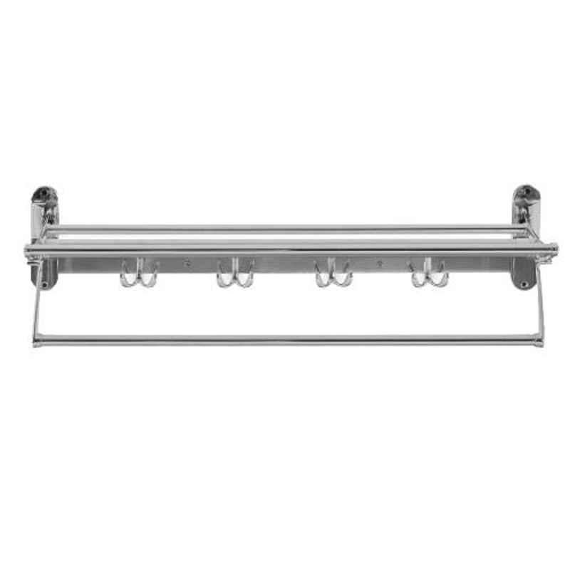 Pebble Stainless Steel Glossy Chrome Finish Foldable Towel Rack