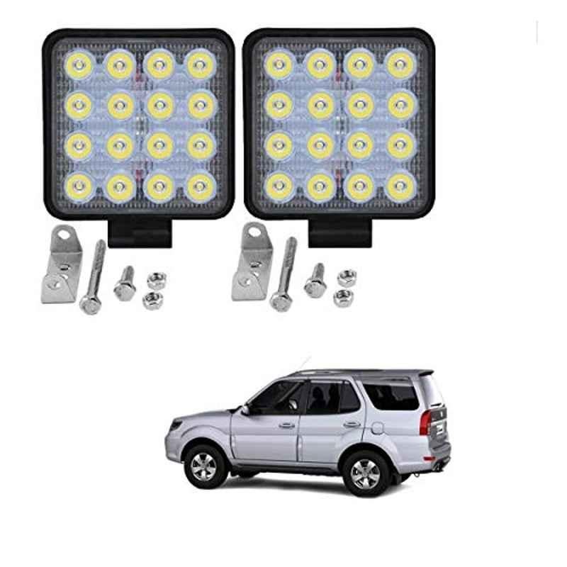 Kozdiko 2 Pcs 48W 16 LED White Bright Beam Square Fog Light Set for Tata Safari::Grand Dicor, koz_92737