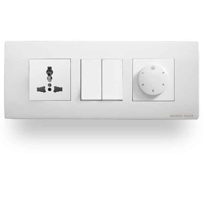 Wipro North West Stylus Plus/Convex 1 Module Silver Grey Buzzer with Indicator, M4401-Plus (Pack of 10)