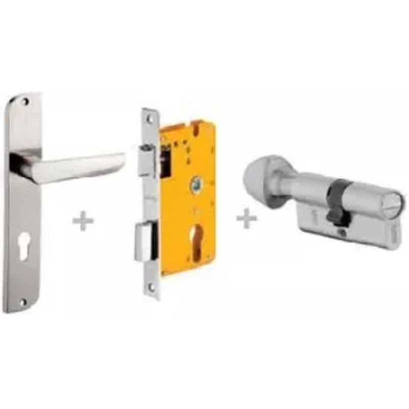 Dorset ML Series Amy 60mm Stainless Steel Silver Chrome Finish Door Handle Lock Set with Coin & Knob, ML AMY (Pack of 2)