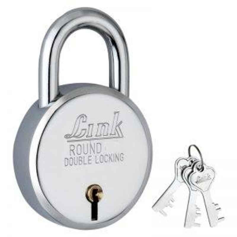 Link 50mm Steel BCP Finish Long Shackle Padlock with 3 Keys, Round 50LS