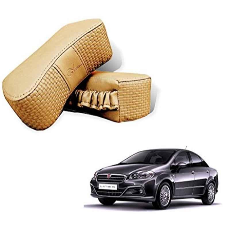 Kozdiko 2 Pcs Memory Foam Beige Neck Rest Cushion Pillow Set for Fiat Linea, Koz-5127