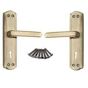 Ojass 2 Pcs 7 inch Steel Antique Brass Mortise Door Handle Set, S05MAB