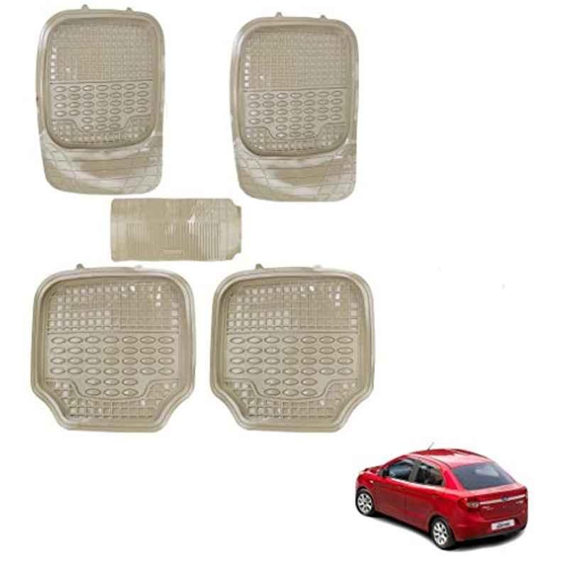 Kozdiko 5 Pcs 4G Beige Rubber & PVC Heavy Car Foot Mat Set for Ford Figo Aspire, koz_81043