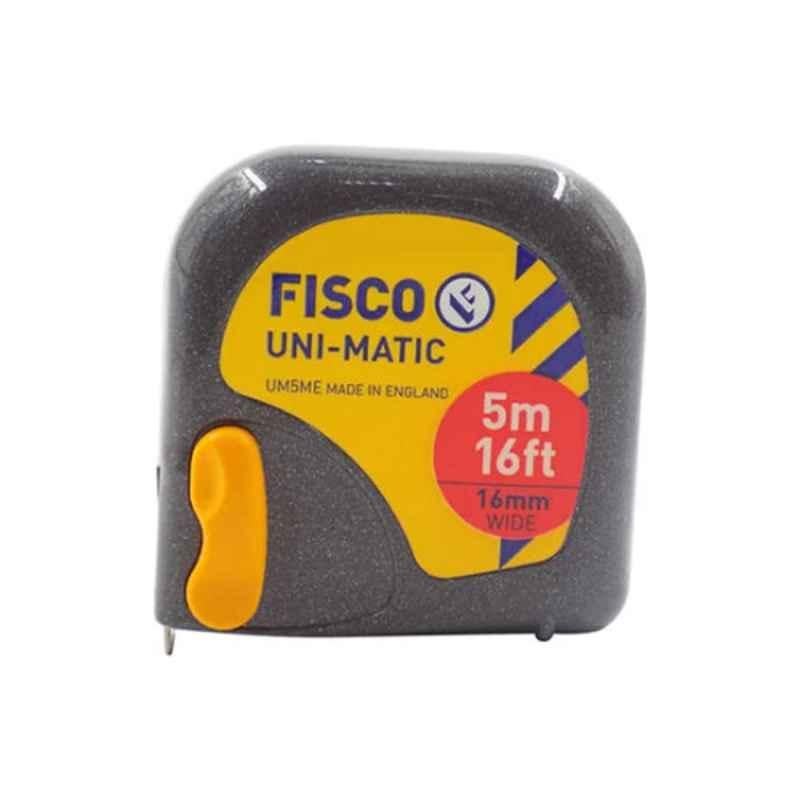Fisco Unimatic 5m Polyester Grey & Yellow Measuring Tape
