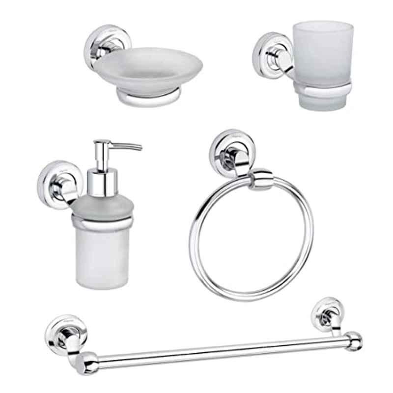 Aligarian 5 Pcs Stainless Steel Chrome Finish Bathroom Accessories Combo for Home