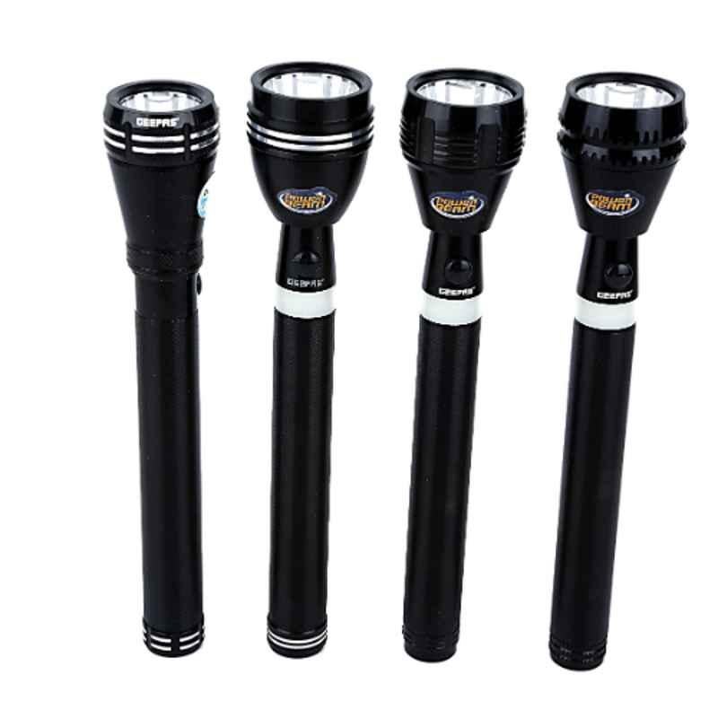 Geepas 242mm Aluminium Rechargeable LED Flashlight, GFL4639 (Pack of 4)