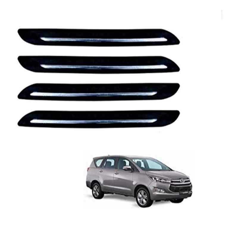 Kozdiko 4 Pcs PVC Black Car Bumper Protector Set with Chrome Strip for Toyota Innova Crysta