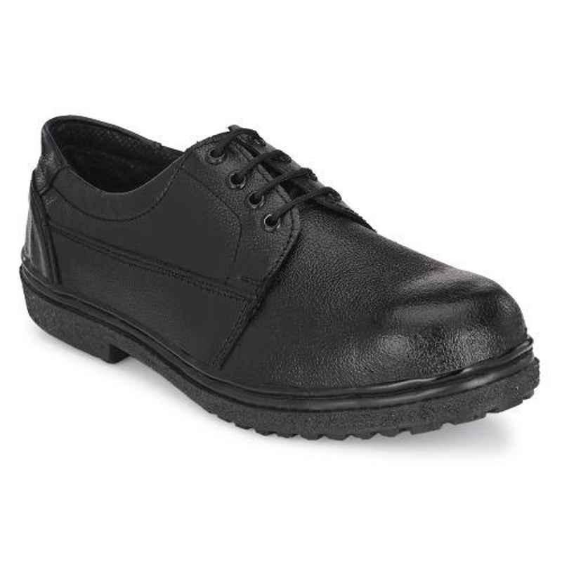 ArmaDuro AD1010 Leather Steel Toe Black Work Safety Shoes, Size: 9