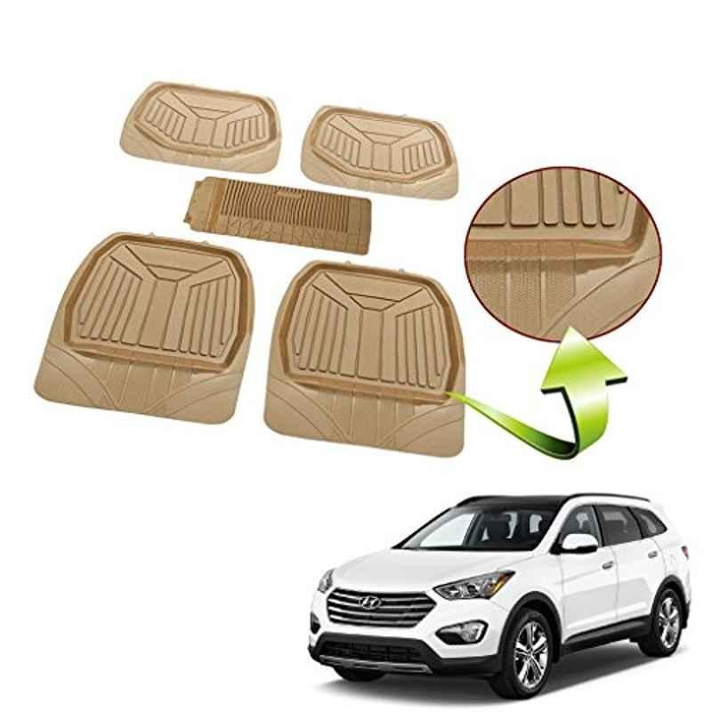 Kozdiko 5 Pcs Rubber Beige 3G Rubber Mat Set for Hyundai i20 Elite