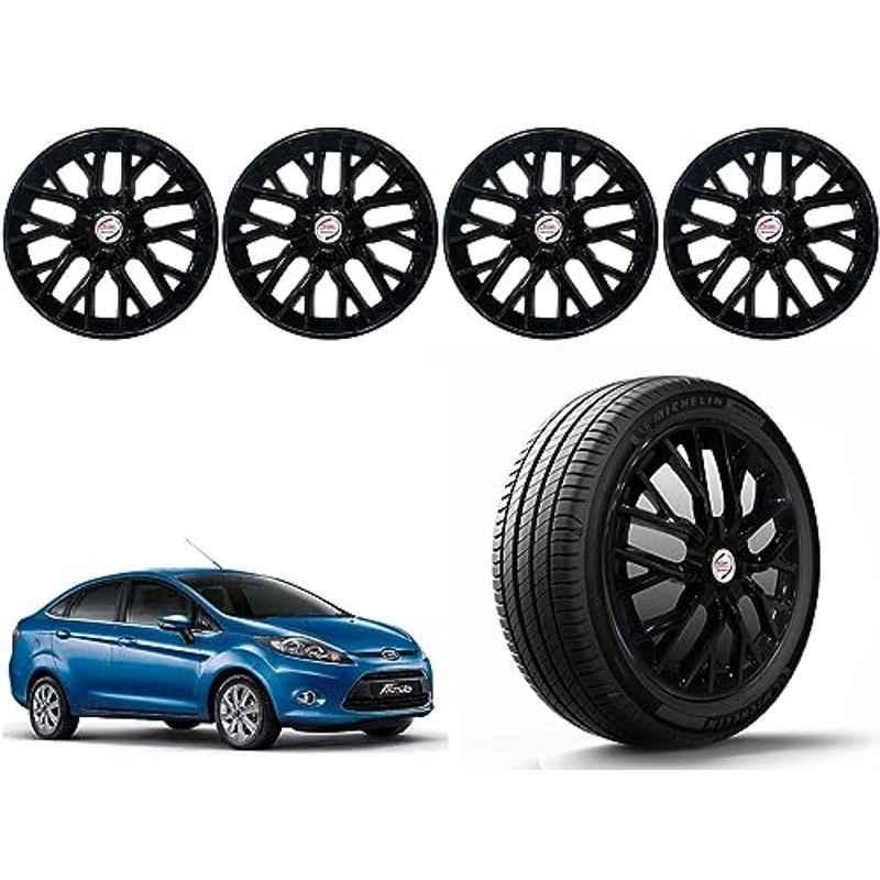 Auto Pearl 4 Pcs 14 inch Polypropylene Black Press Type Car Wheel Cover Set with Retention Ring for Ford Fiesta 2013 Onwards, 14WC_Phoenix_Black_Fiesta2013onwards