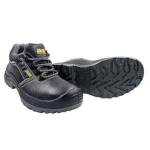 JAMA Leather PU Steel Toe Black Safety Shoes, 82518-JR005-07, Size: 7