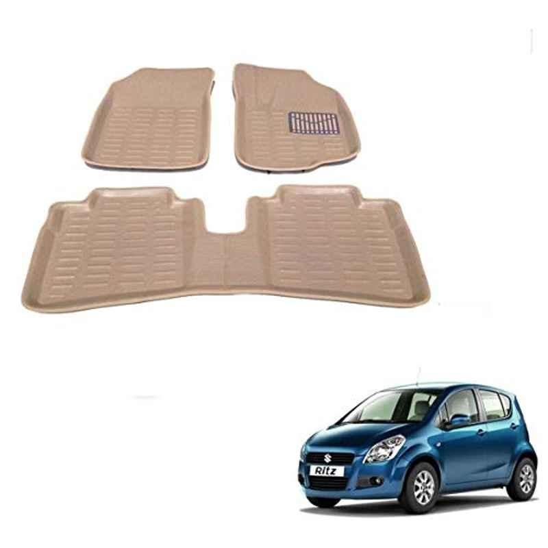 Kozdiko 3D Beige Car Foot Mat Set for Maruti Suzuki Ritz, koz_88118