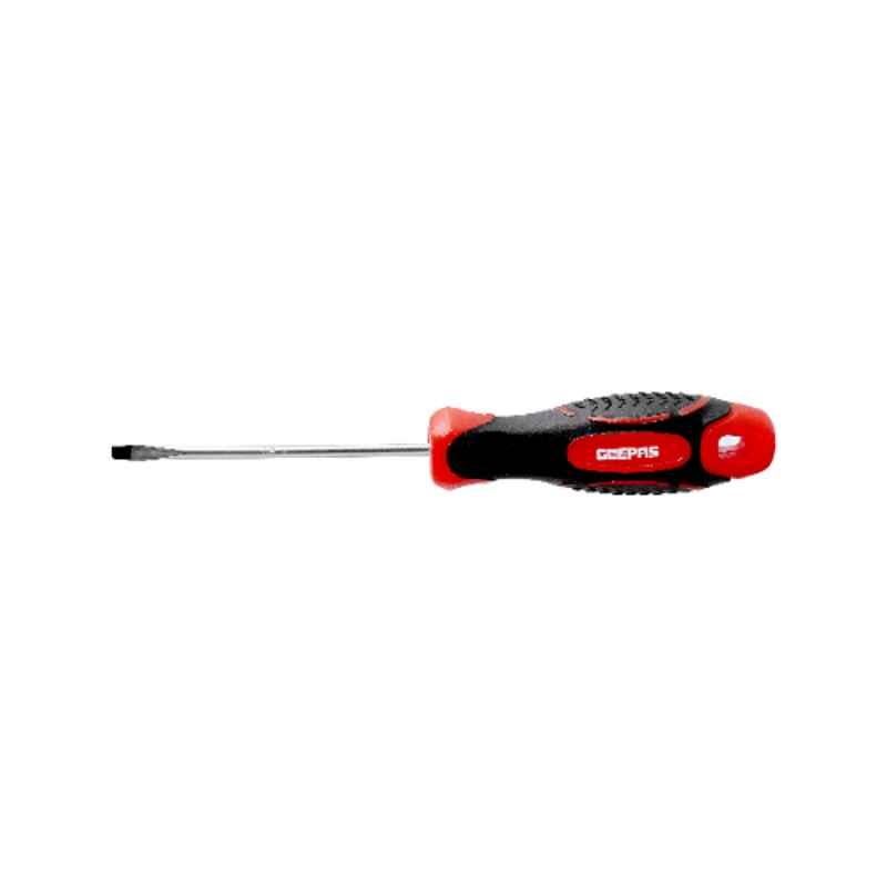 Geepas 100mm CrV Red & Black Slotted Precision Screwdriver, GT59082
