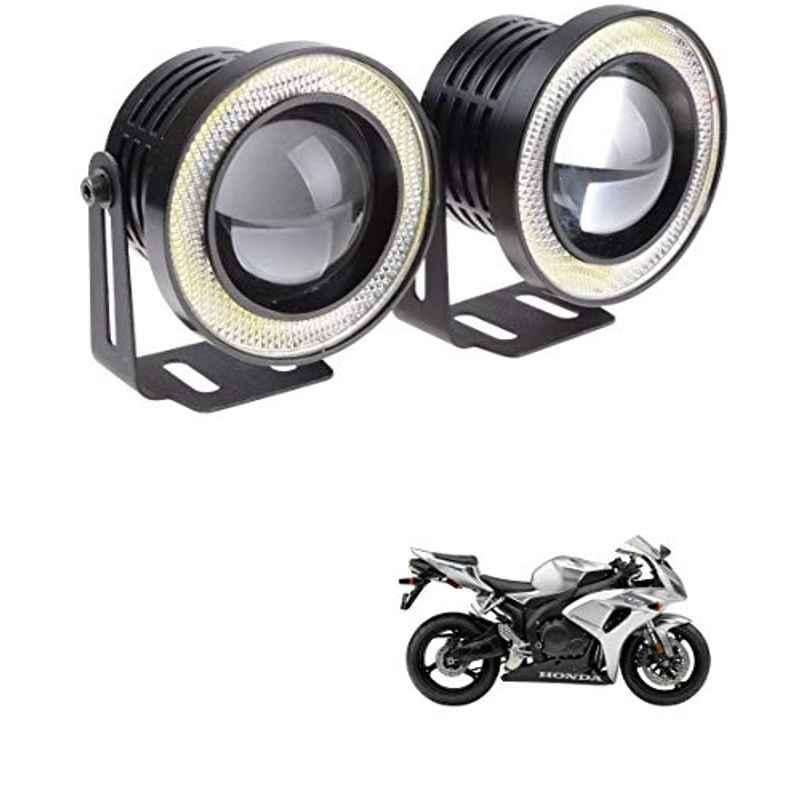 Kozdiko 2 Pcs 15W 3.5 inch High Power White LED Projector COB Fog Light Set with White Angel Eye Ring for Honda CBR 1000 RR, koz_88353