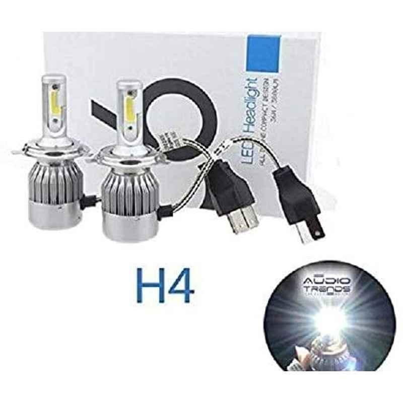 Meenu Arts C6 H-4 All in One Compact Design 36W/3800LM LED Headlight Conversion Kit Car High/Low Beam Bulb Driving Lamp 6500K (Pack of 2) White for Honda Shine SP