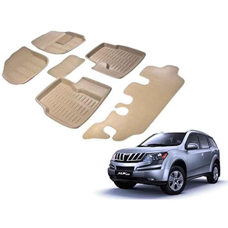Kozdiko 6 Pcs 3D Beige Car Floor Mat Set for Mahindra XUV 500, koz_21407