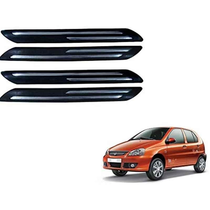 Kozdiko 4 Pcs Double Chrome Bumper Protector Black Set for Tata Indica