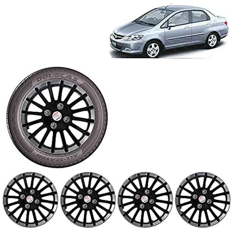 Auto Pearl 4 Pcs 14 inch ABS Black & Silver Car Wheel Cover Set for Honda City ZX
