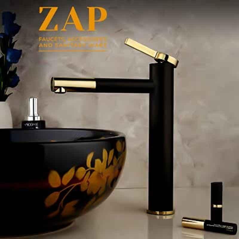ZAP Black Gold Brass Body Hot & Cold Basin Mixer Pillar Tap
