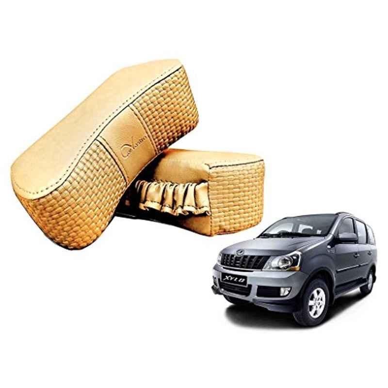 Kozdiko 2 Pcs Memory Foam Beige Luxurious Neck Rest Set for Mahindra Xylo, koz_14262