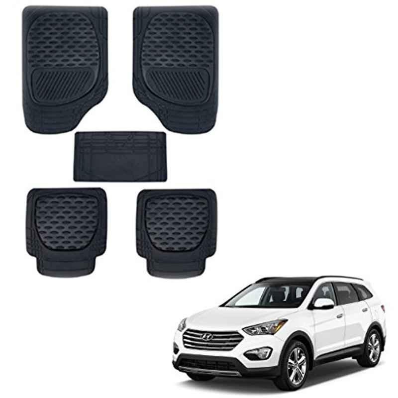 Kozdiko 6255TW 5 Pcs PVC & Rubber Black Car Mat Set for Hyundai Santafe