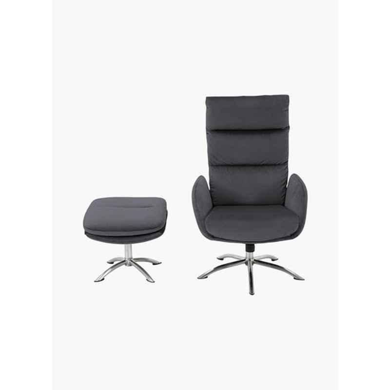 Homebox 50x43x40cm Fabric Grey Haddam Chair with Stool, 163075692