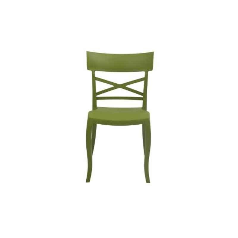 Supreme Cruz Wooden Looks Plastic Mehndi Green Chair without Arm (Pack of 4)