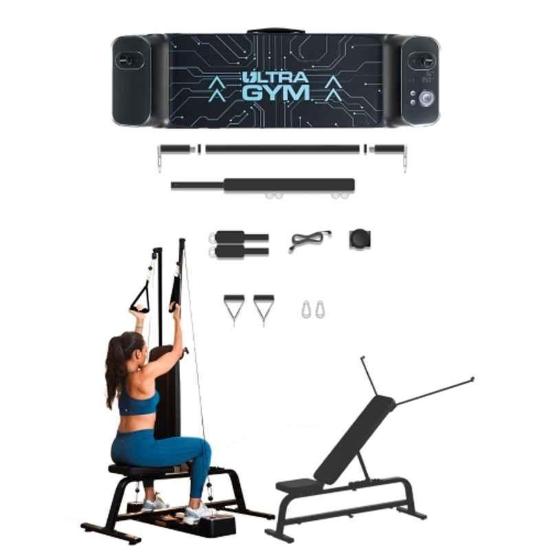 Portl Ultragym 70kg ABS & Alloy Steel Compact Multipurpose Fitness Smart Home Gym Equipment Bench Combo for Strength Training & Full Body Workout