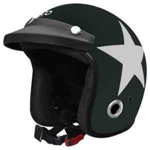 Habsolite HB-ESG Ecco Star Open Face Green Helmet With Detachable Cap & Adjustable Strap, Size: Medium