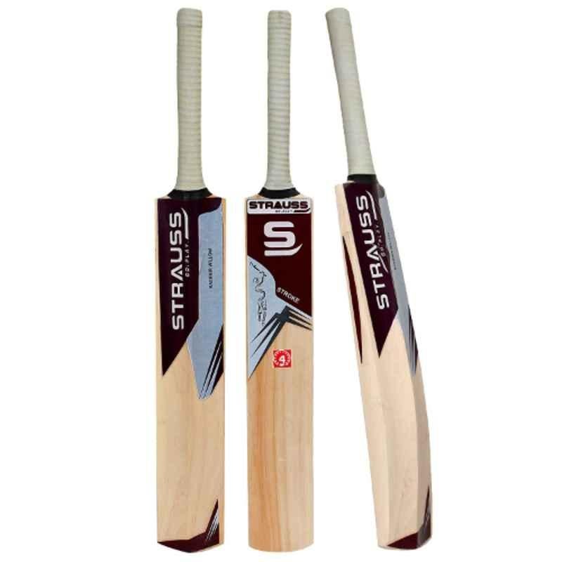 Strauss 30 inch Wood Stroke Kashmir Willow Cricket Bat, ST-2786, Size: 4