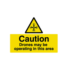 SUNSIGNS 100x75mm Vinyl & Sun Board Caution Drones may be Operating in this area Signage, SN0167VNLM1HPIAAA