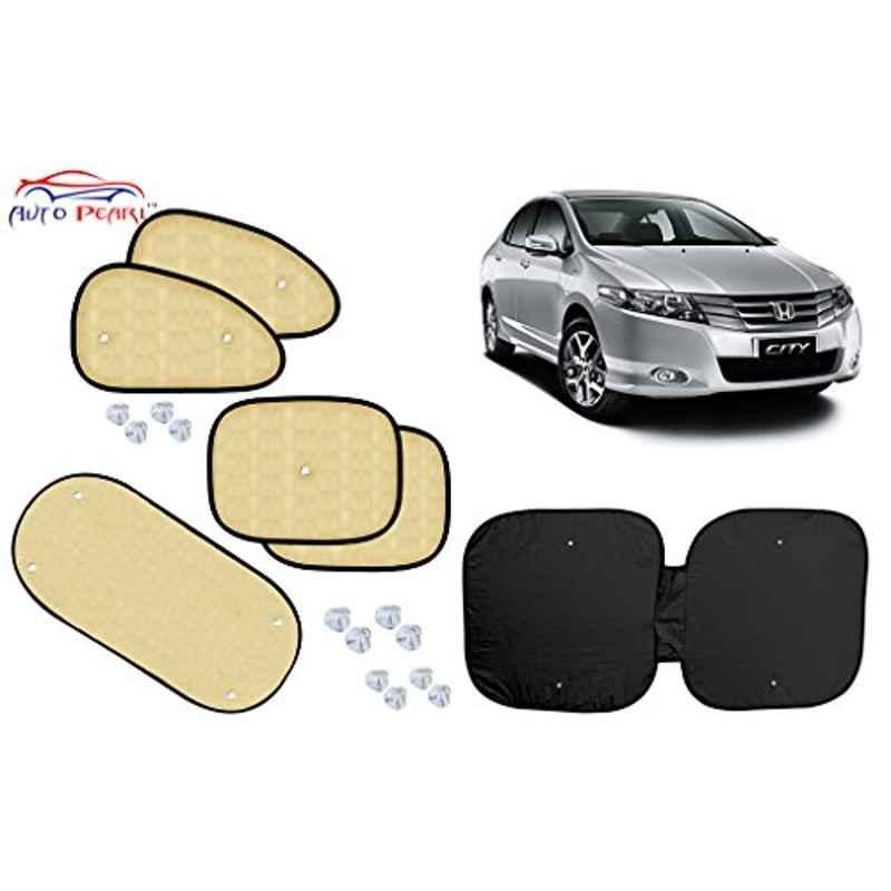 Auto Pearl 6 Pcs PVC & Mesh Beige Window, Front & Rear Sun Shade Set for Honda City, Chipkoo_Beige6_City