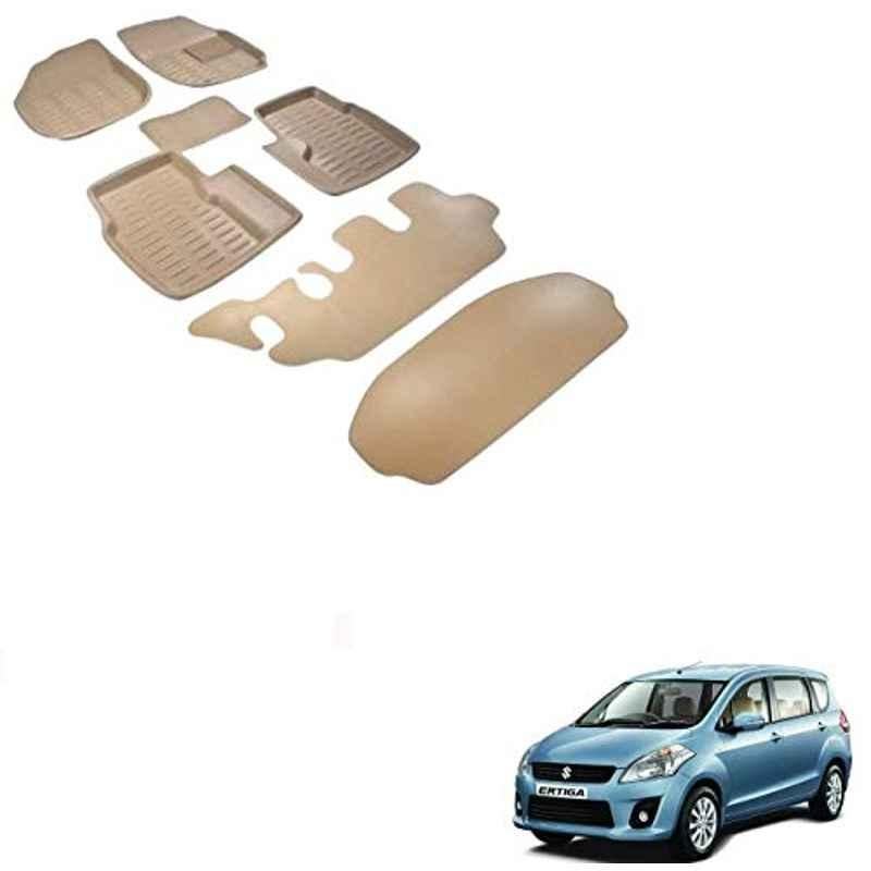 Kozdiko 7 Pcs 3D Beige Car Foot Mat Set for Maruti Suzuki Ertiga, koz_68044