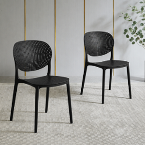 CELLBELL Aero Plastic Black Stackable Armless Chair (Pack of 2)
