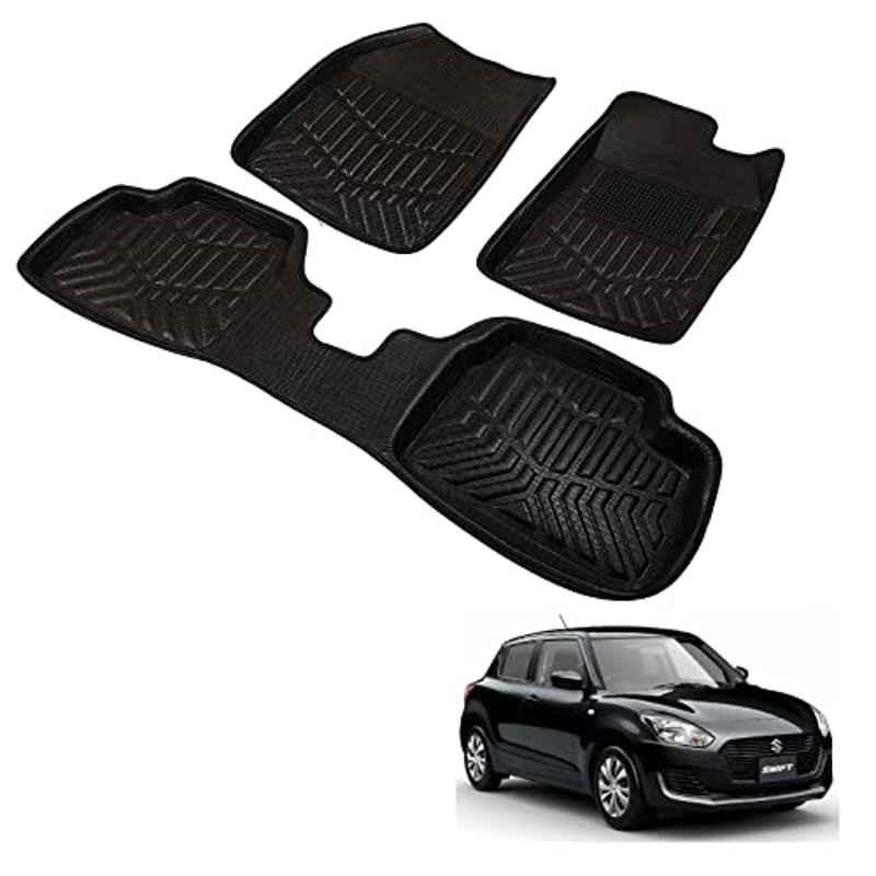 Kozdiko 3D Black Car Foot Mat Set for Maruti Suzuki Swift 2018-Present, dshbdhb305