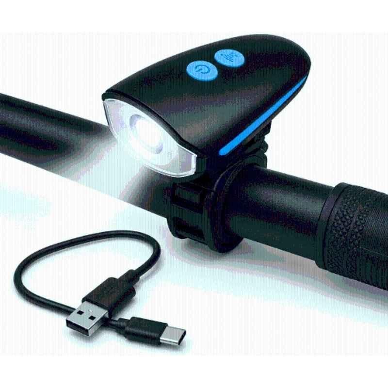 Shopeleven 1200mAh Black & Blue Rechargeable Bicycle Light with Horn