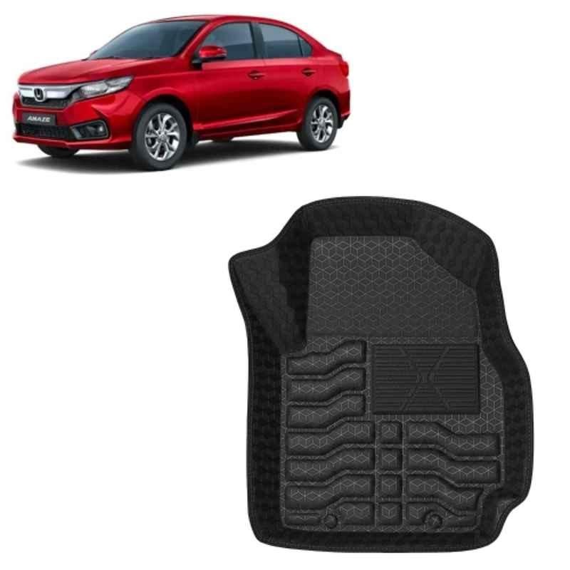 Kingsway 3 Pcs Premium 4.5D 100% Waterproof Tray Shape PVC Black Car Floor Mat Set for Honda Amaze Manual 2023 to 2024 All Model