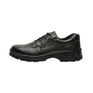 Hind Pro Tigor Barton Print Leather PU Steel Toe Black Safety Shoe for Men, Size: 9