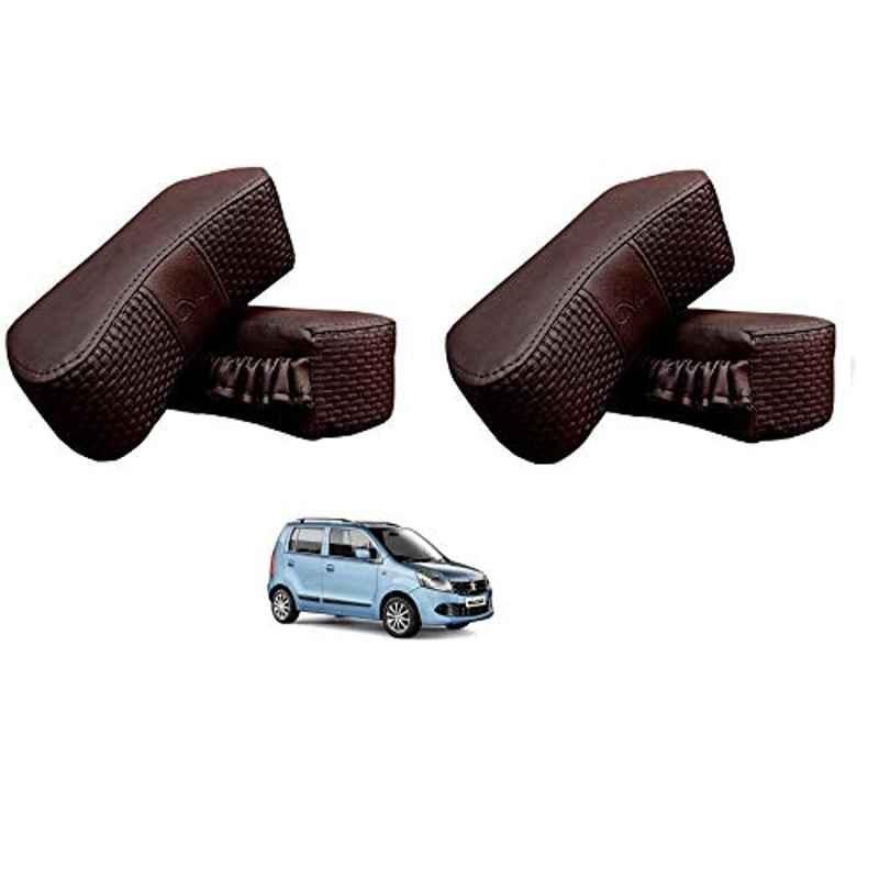 Kozdiko 4 Pcs CV Designer Cola Leatherite Neck Rest Car Cushion Pillow Set for Maruti Suzuki Old WagonR 2000-2010