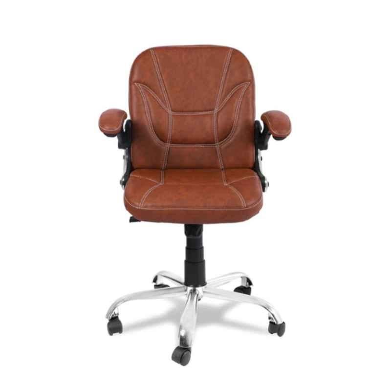 Oakcraft 101.92x45x44cm Leatherette Brown Revolving Office Chair, OC-09