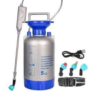 Gigawatts 5 Litre 2500mAh ABS Polyethylene Grey & Blue Garden Battery Sprayer Pump with 3 Nozzles & Shoulder Strap, GW-ES-5LG