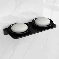 Plantex Acrylic Black Dual Soap Holder for Bathroom, VIB-122
